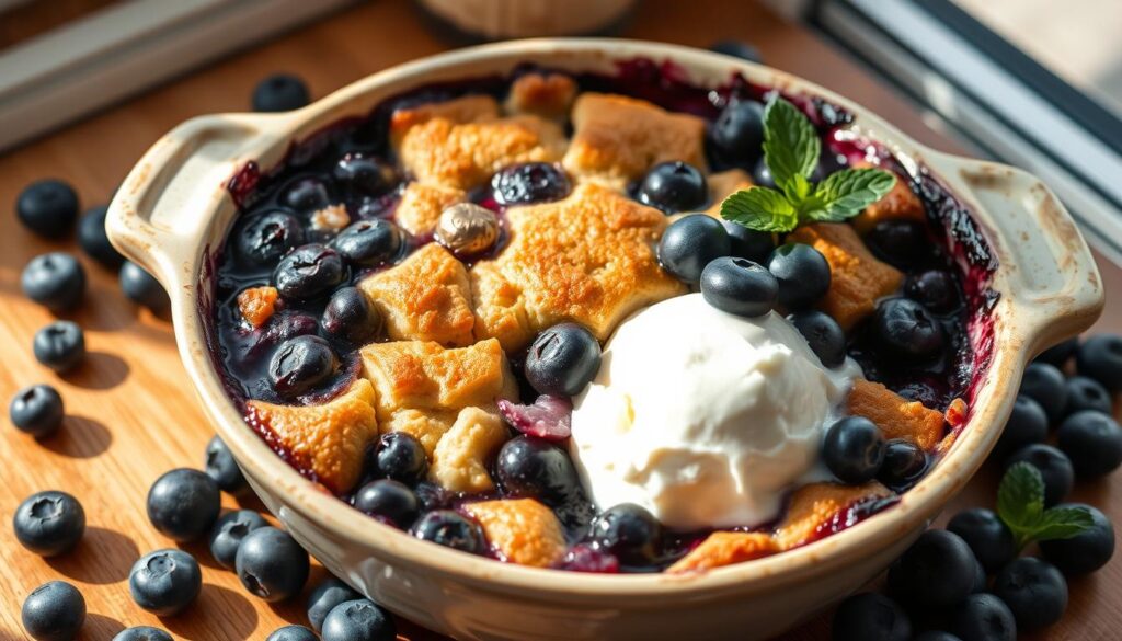 Blueberry Cobbler with Cake Mix Serving Suggestion